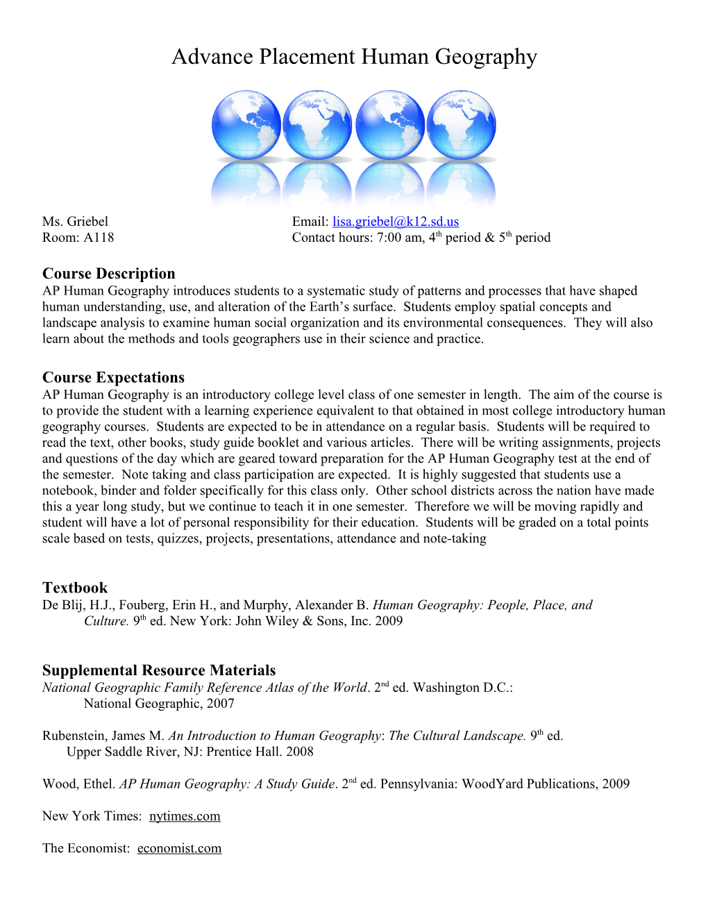 Advance Placement Human Geography