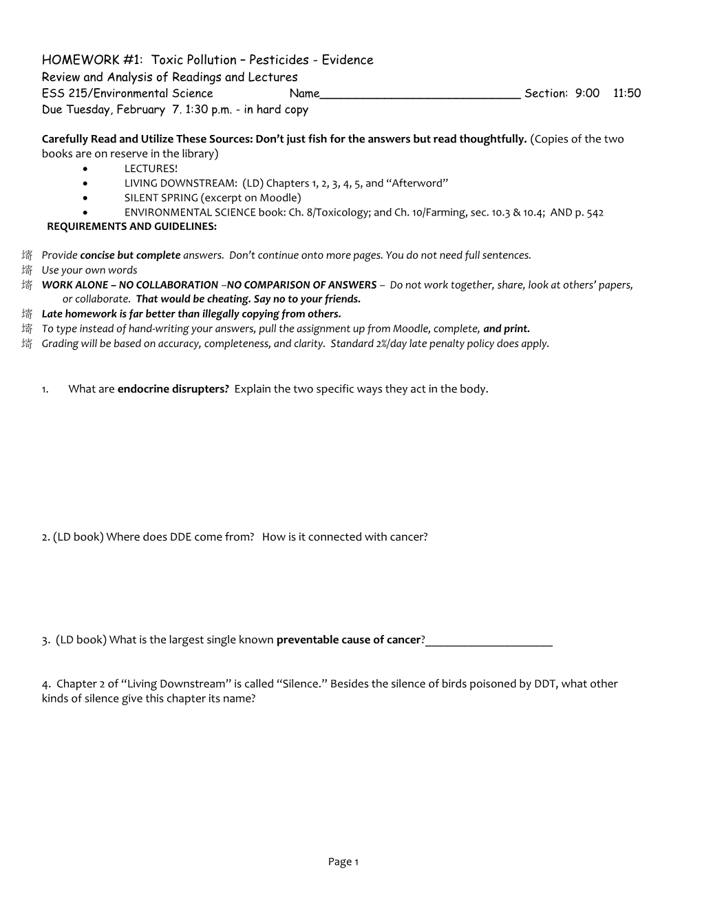 HOMEWORK #1: Toxic Pollution Pesticides - Evidence