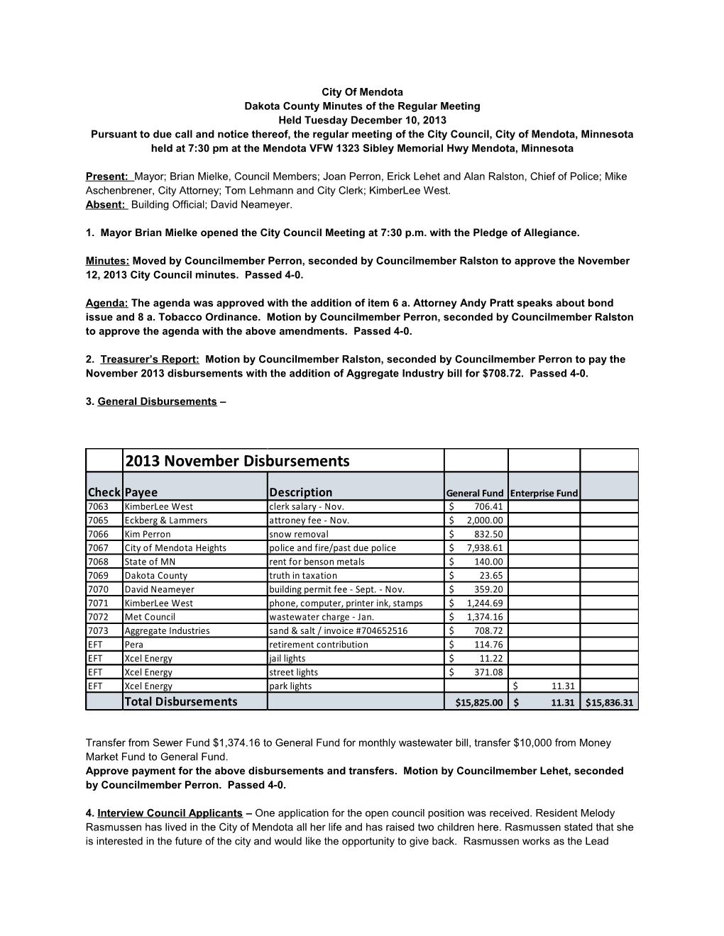 Dakota County Minutes of the Regular Meeting