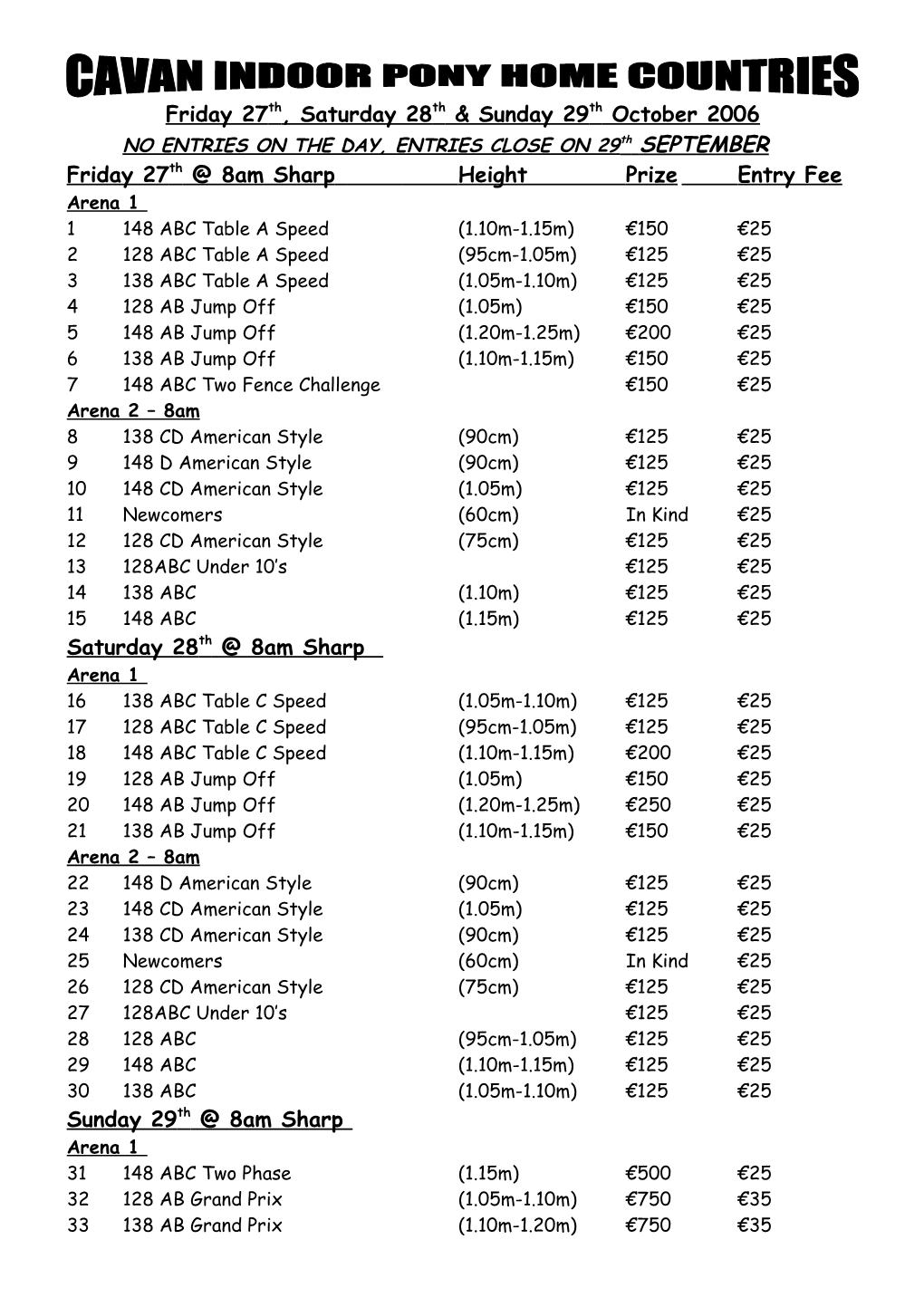 Cavan Indoor Pony & Young Rider International Show 29Th, 30Th & 31St October 1999