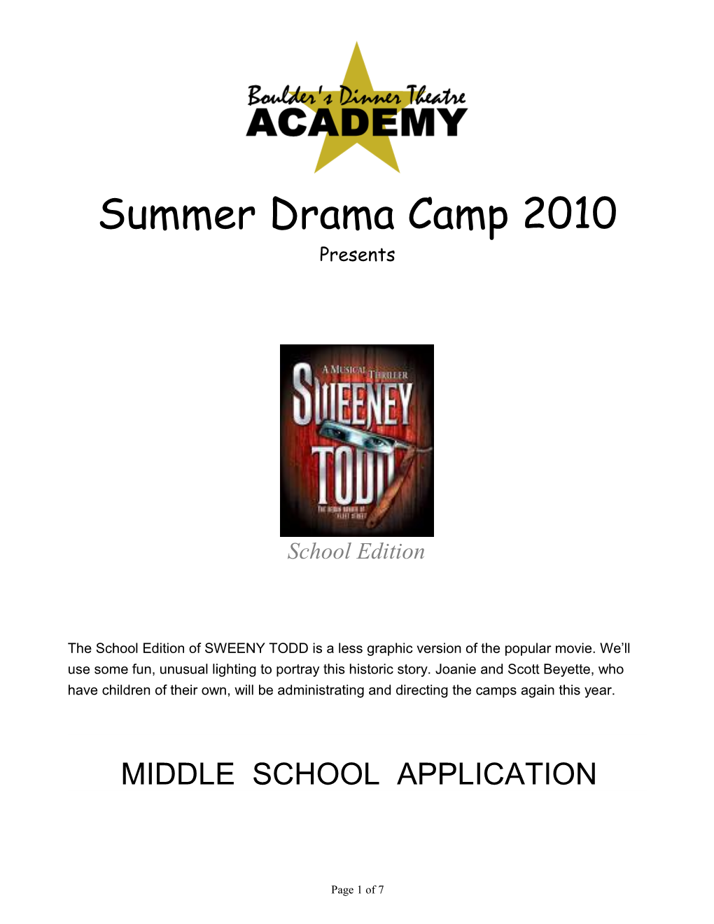 Summer Drama Camp 2010