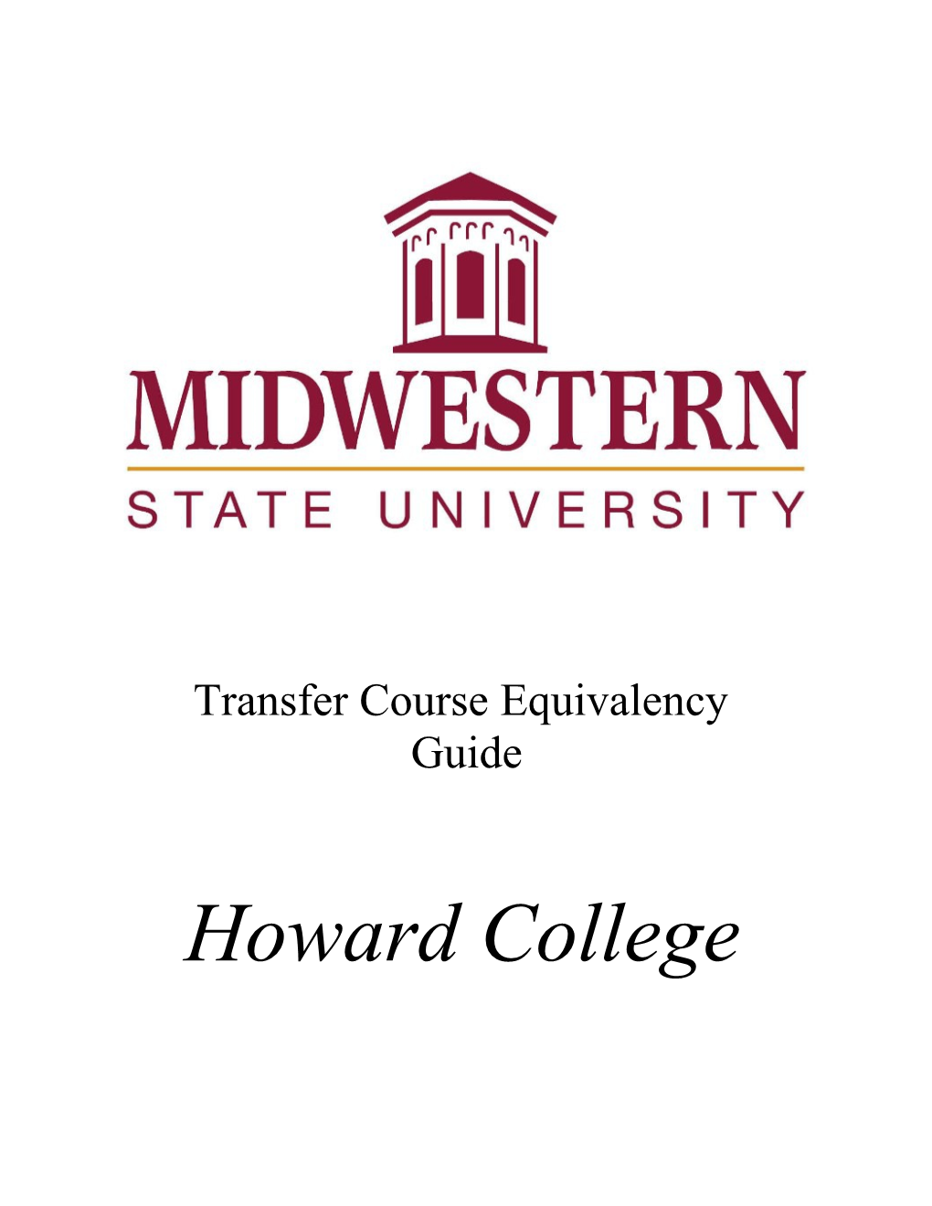 Use This Checklist to Mark the Courses Taken at Howard College