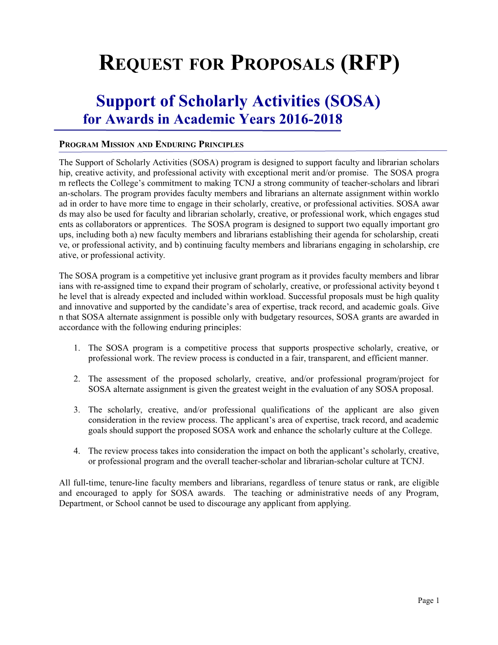 Support of Scholarly Activities (SOSA)