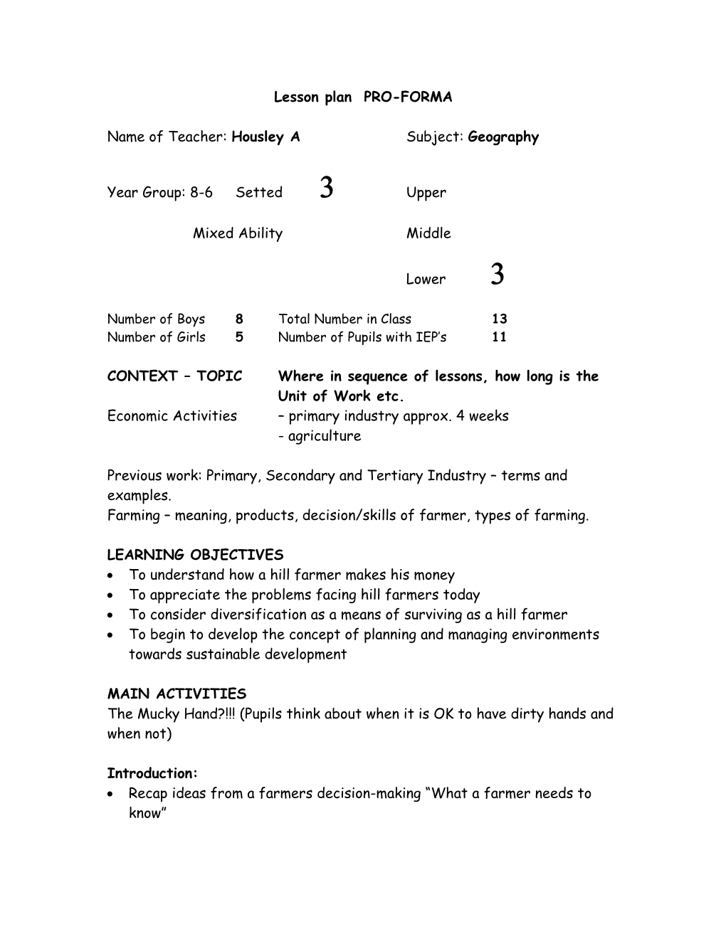 Ofsted Pro-Forma