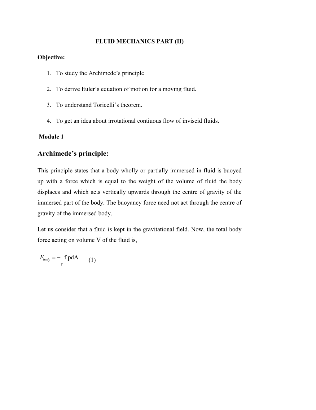 Fluid Mechanics Part (Ii)