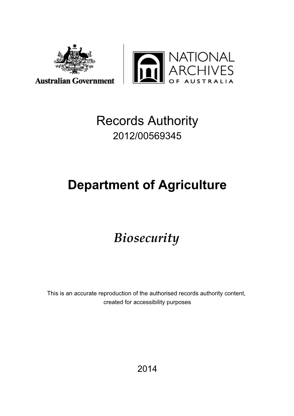 Department of Agriculture Records Authority 2012/00569345