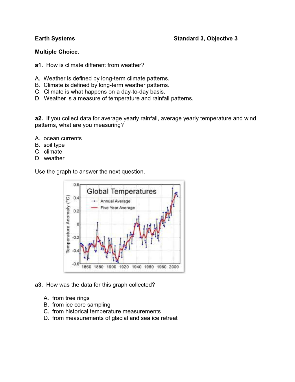 Earth Systems Standard 3, Objective 3