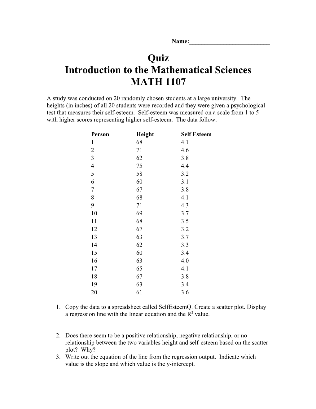 Introduction to the Mathematical Sciences