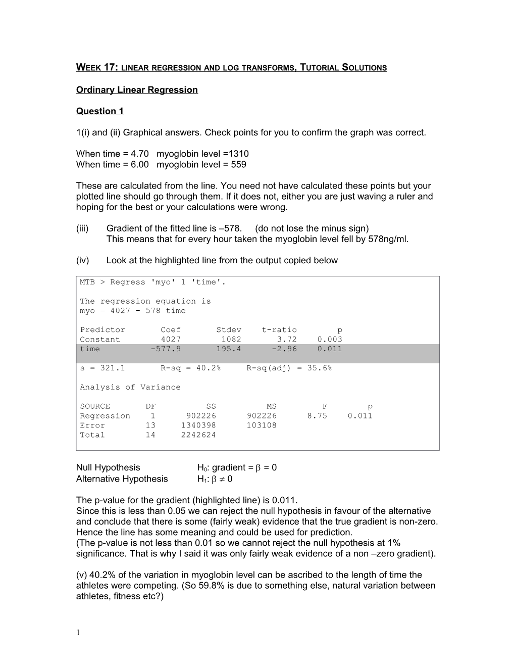 Answers to Linear and Log Regression