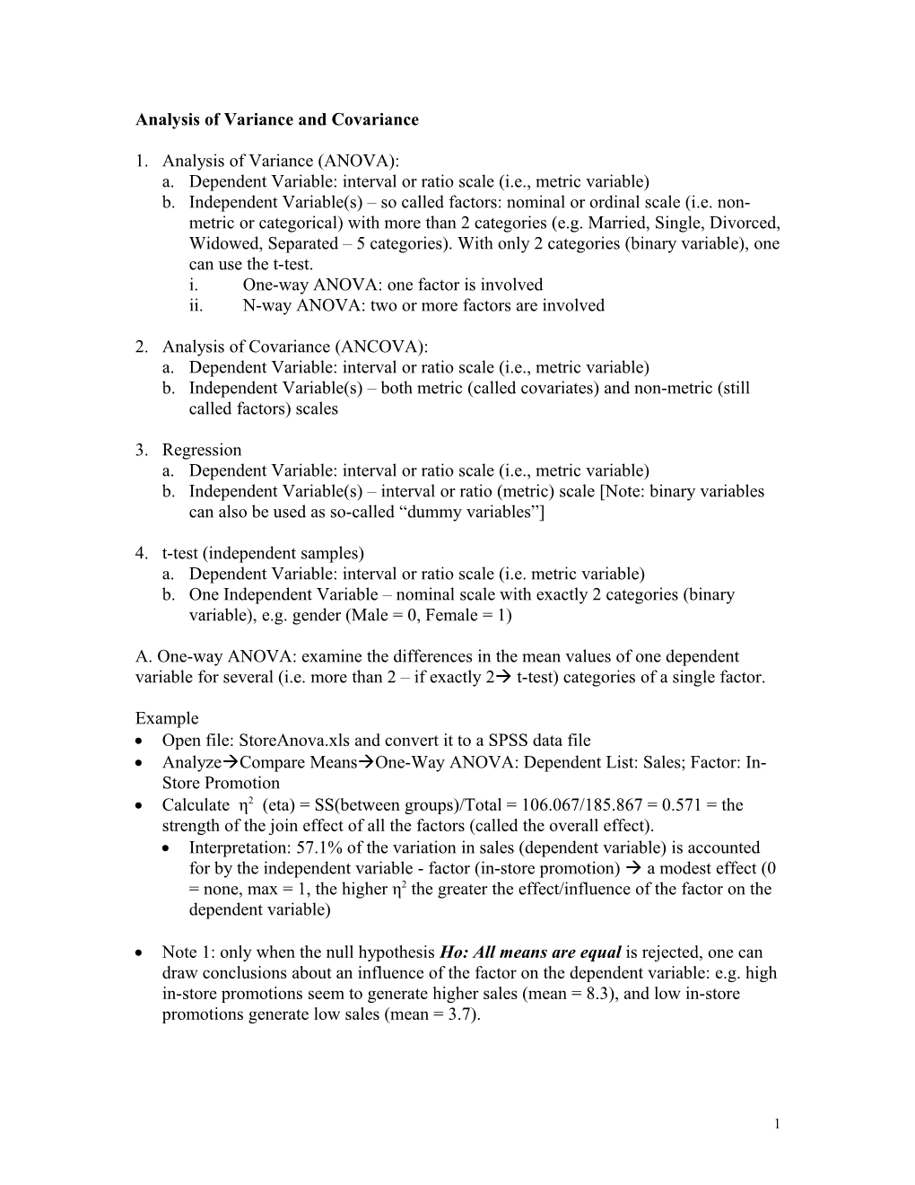 Analysis of Variance and Covariance