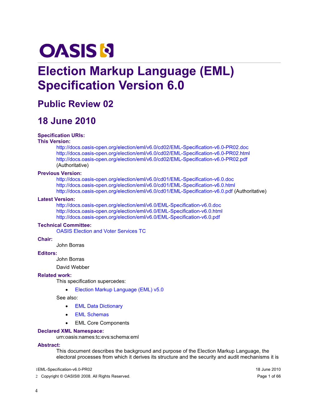 Election Markup Language (EML)Specification Version 6.0