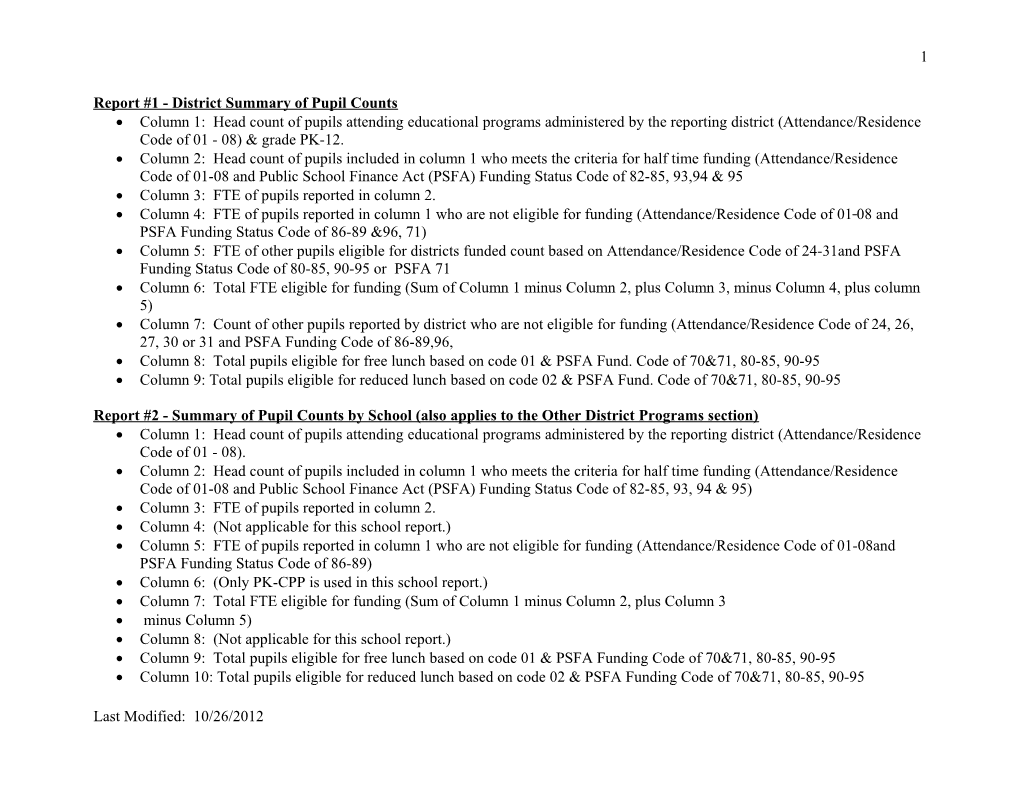 Report #1 - District Summary of Pupil Counts