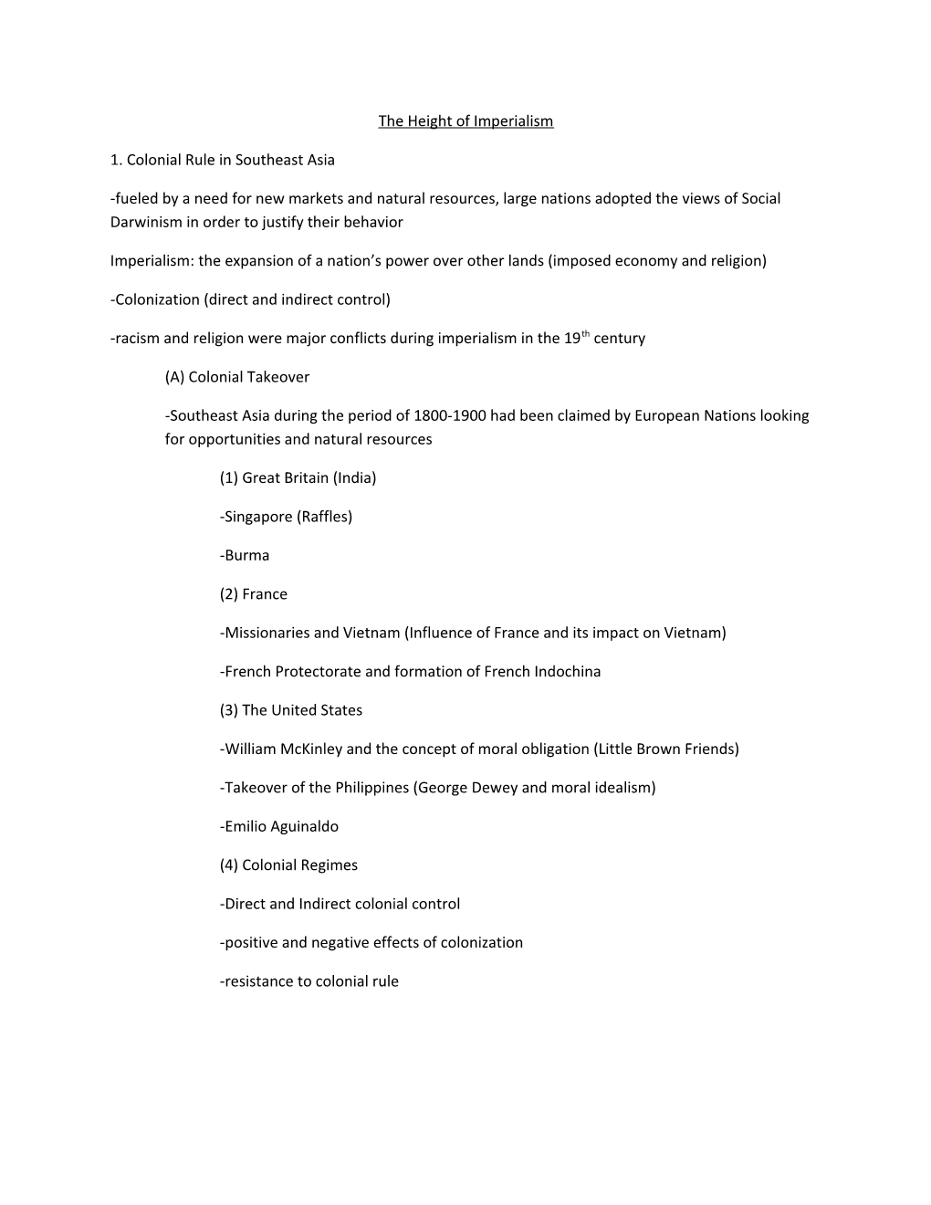 1. Colonial Rule in Southeast Asia