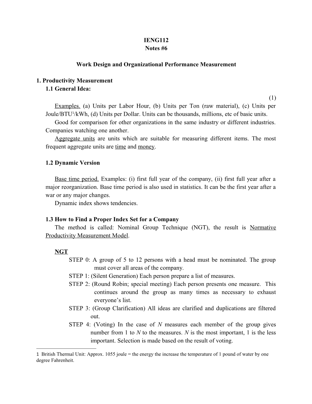 Work Design and Organizational Performance Measurement