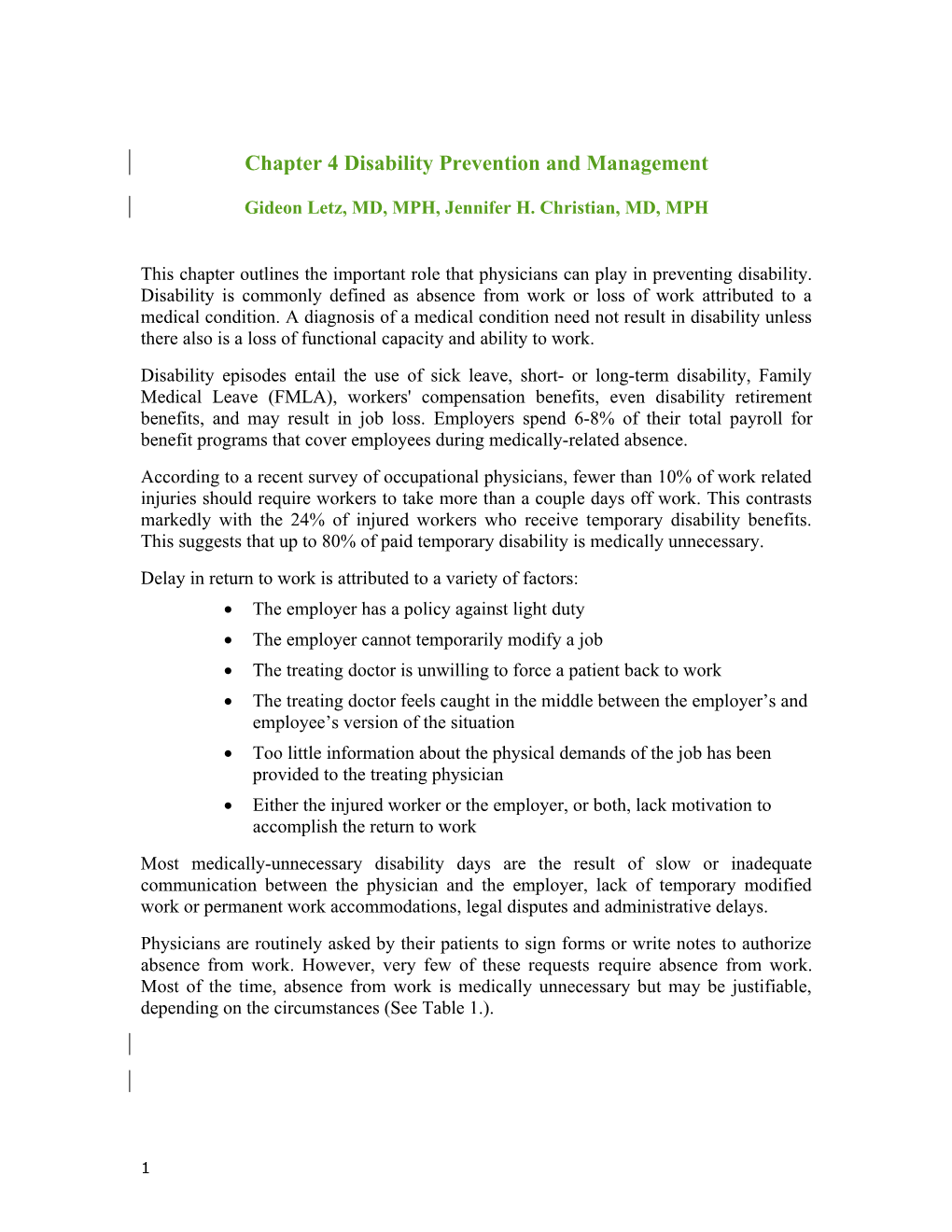 Chapter 4 Disability Prevention and Management