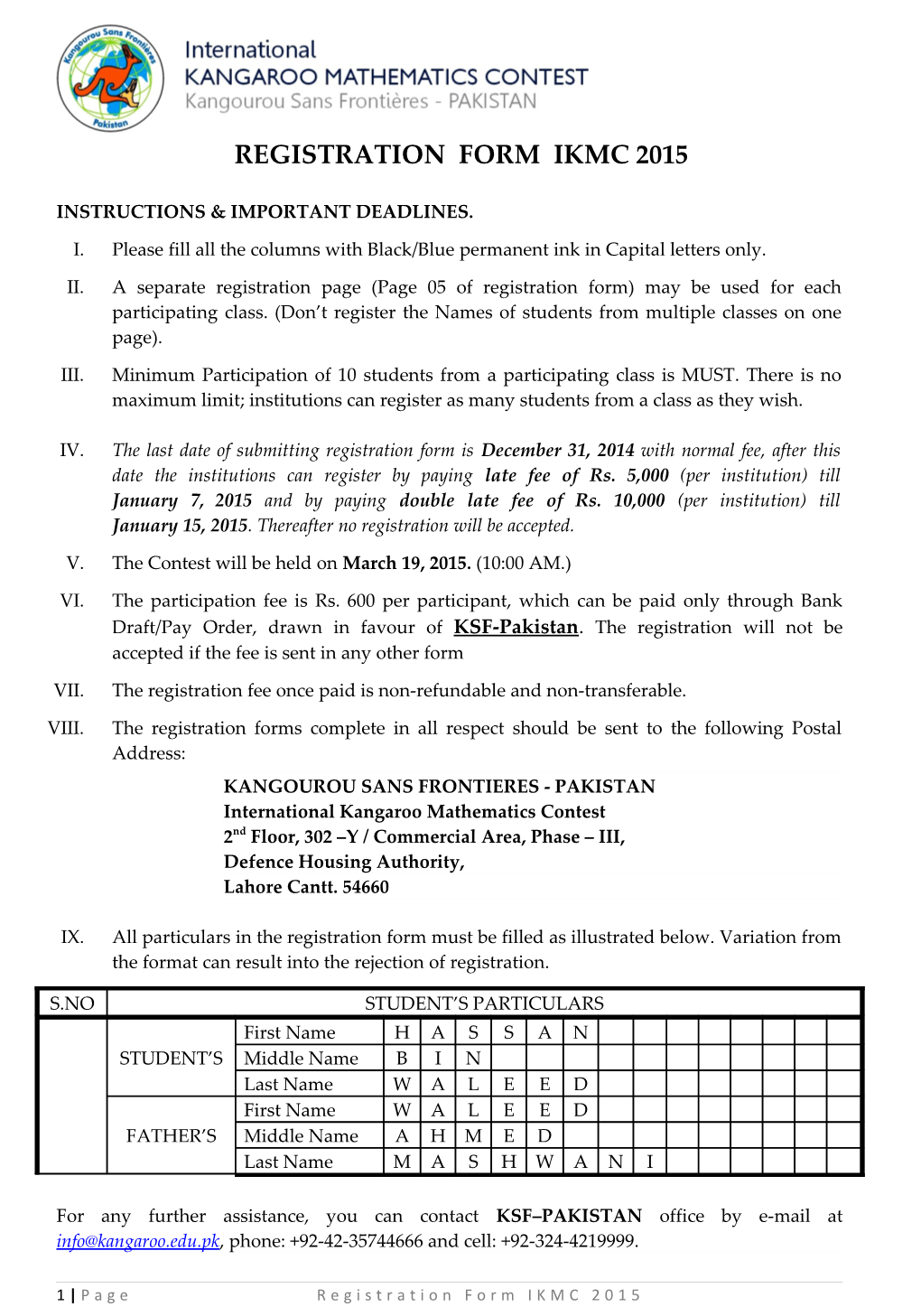 Registration Form Ikmc2015
