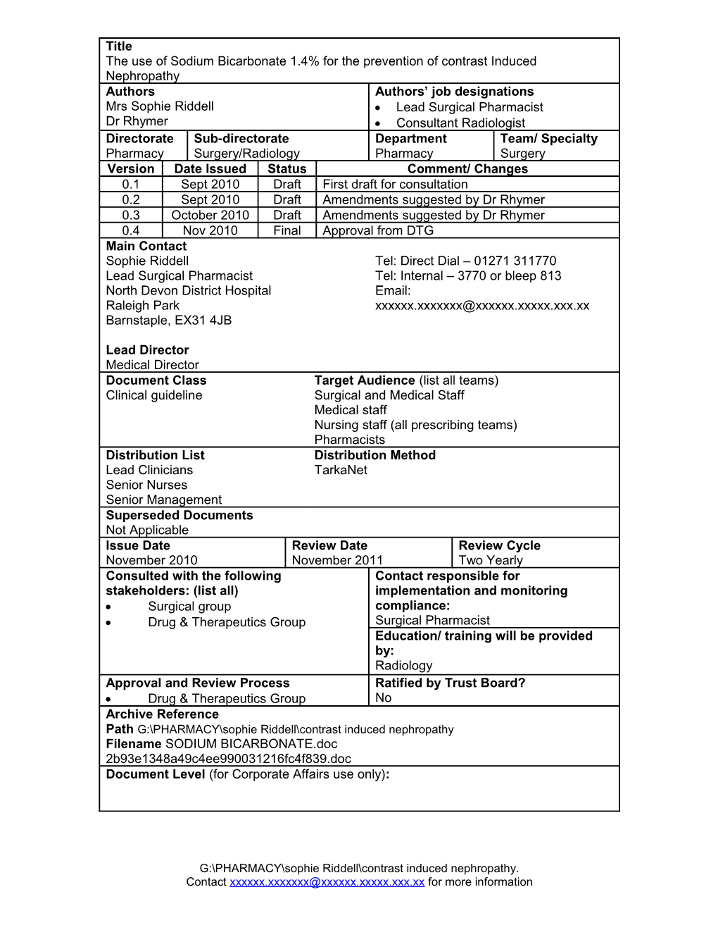 Treatment Protocol