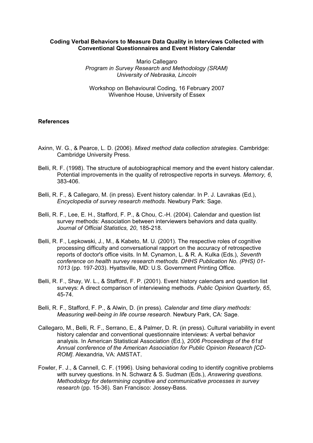 Coding Verbal Behaviors to Measure Data Quality in Interviews Collected with Conventional