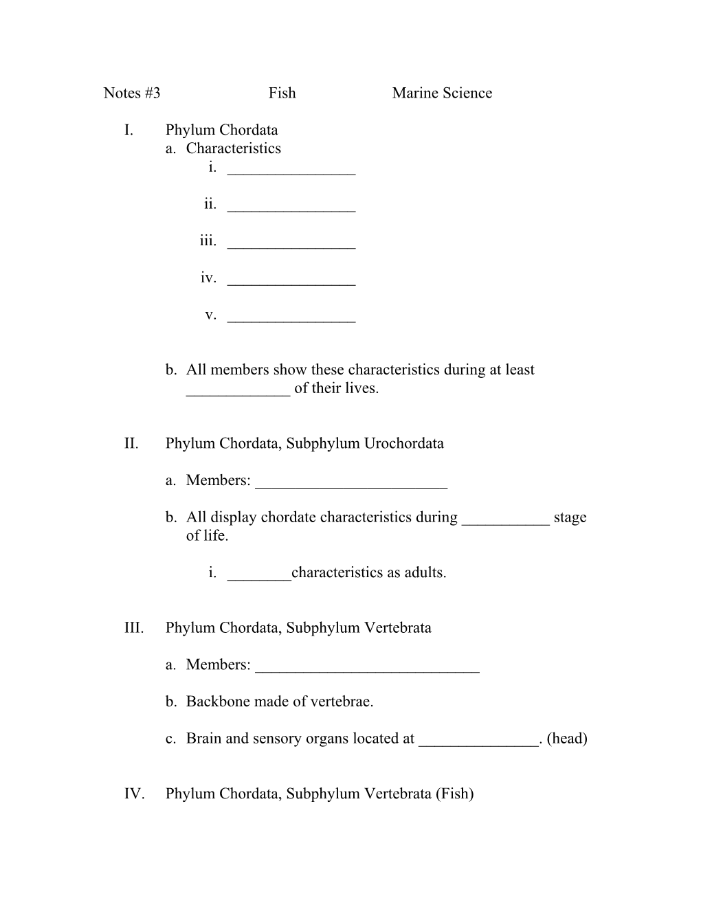 Notes #3 Fish Marine Science