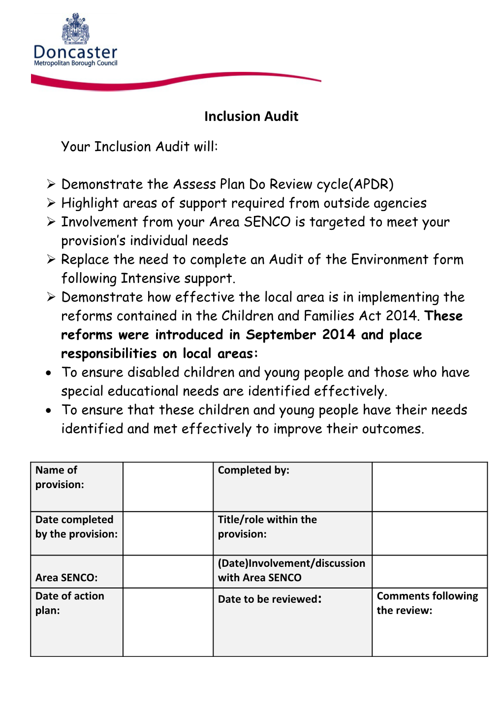 Inclusion Audit Tool