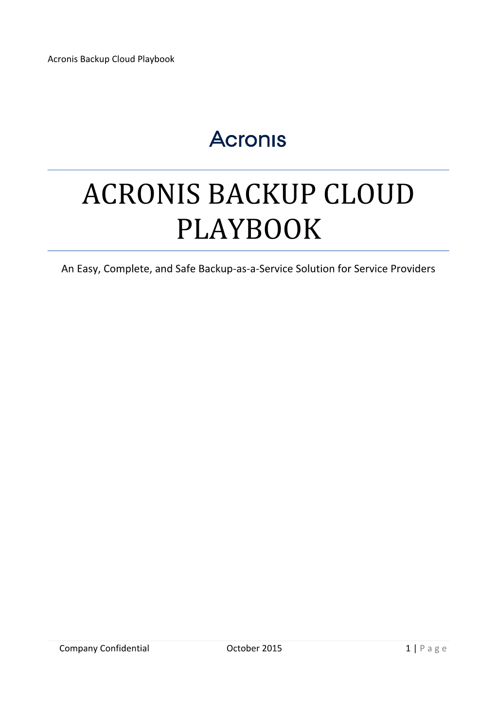 Acronis Backup Cloud Playbook