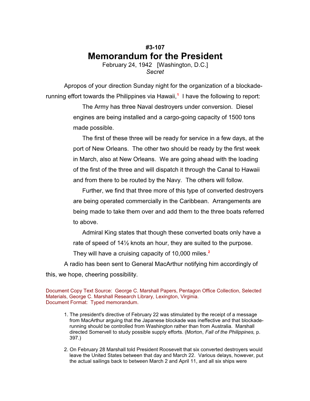 Memorandum for the President s2