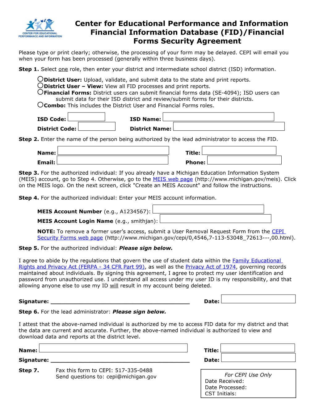 FID Security Agreement Form