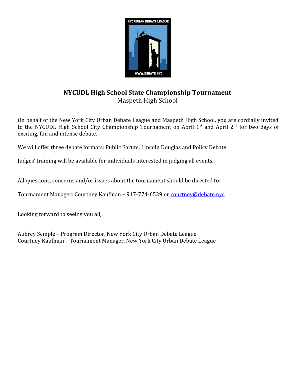 NYCUDL High School State Championship Tournament