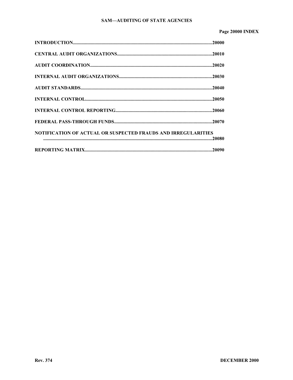 Sam Auditing of State Agencies