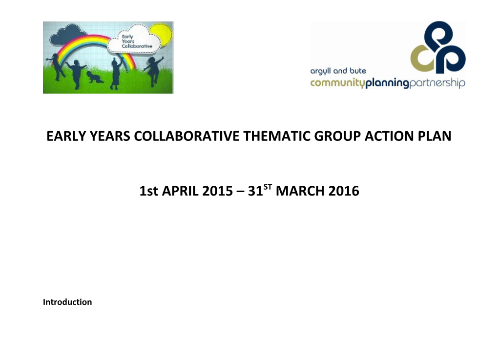 Early Years Collaborative Thematic Group Action Plan