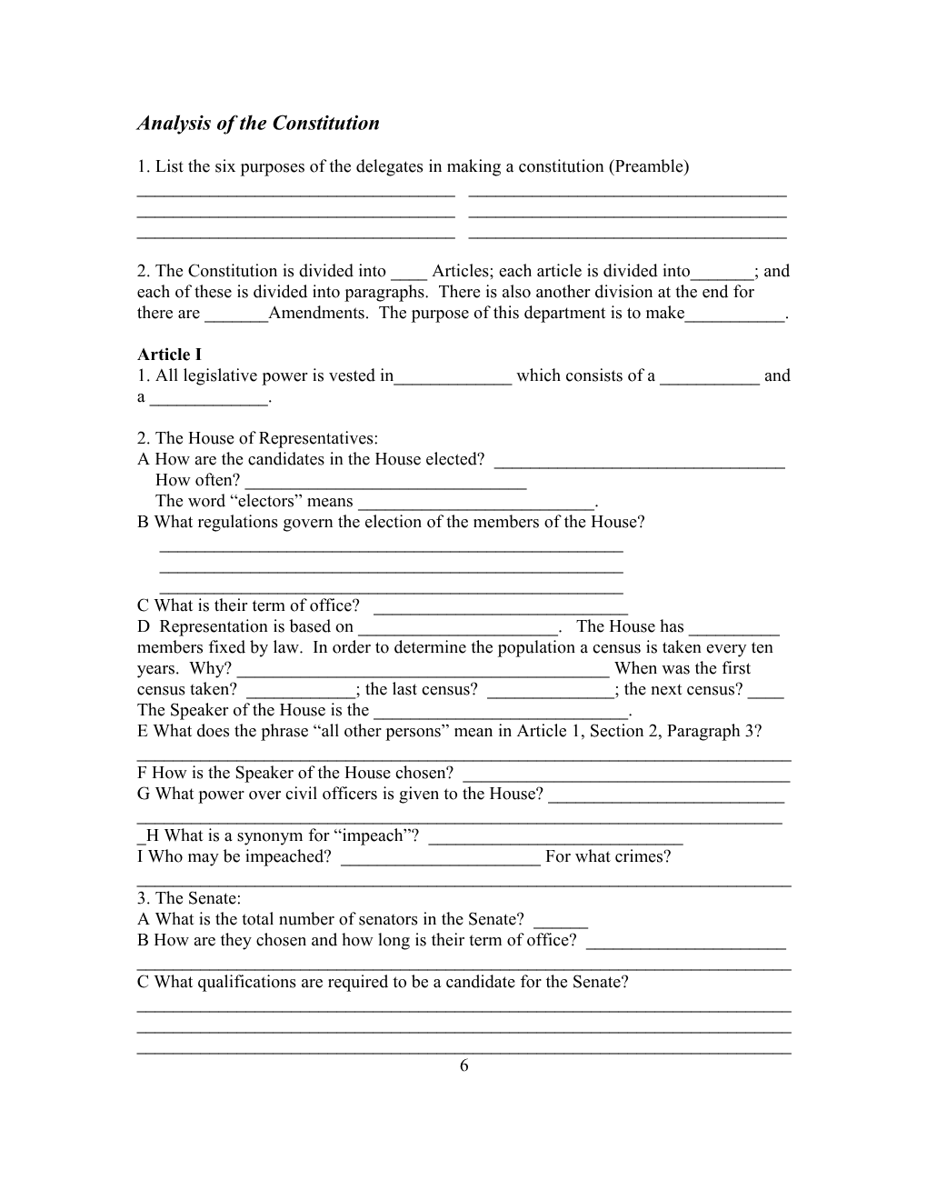 Analysis of the Constitution