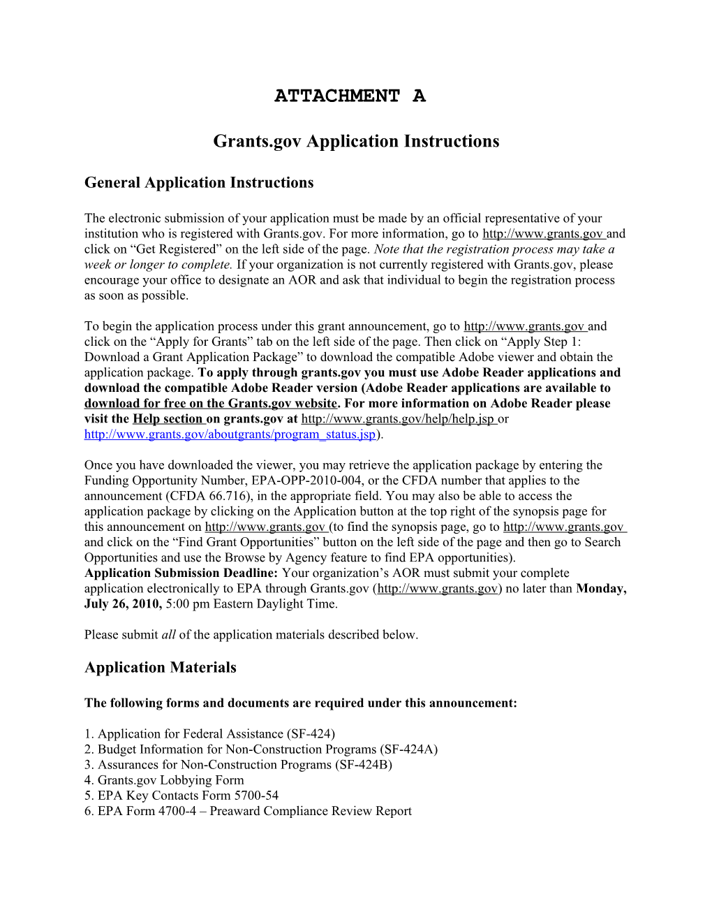 Grants.Gov Application Instructions