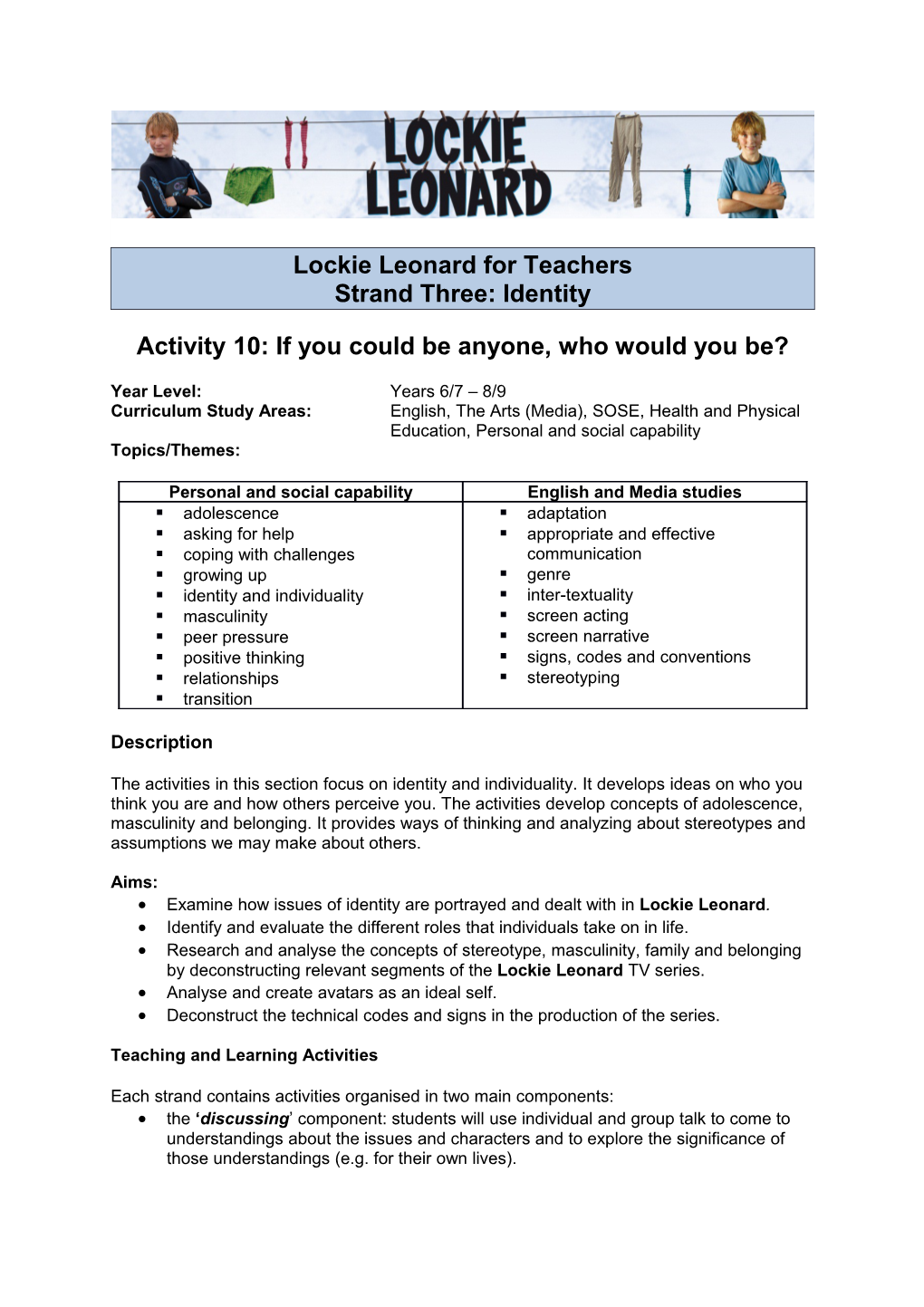 Lockie Leonard Teacher Resource