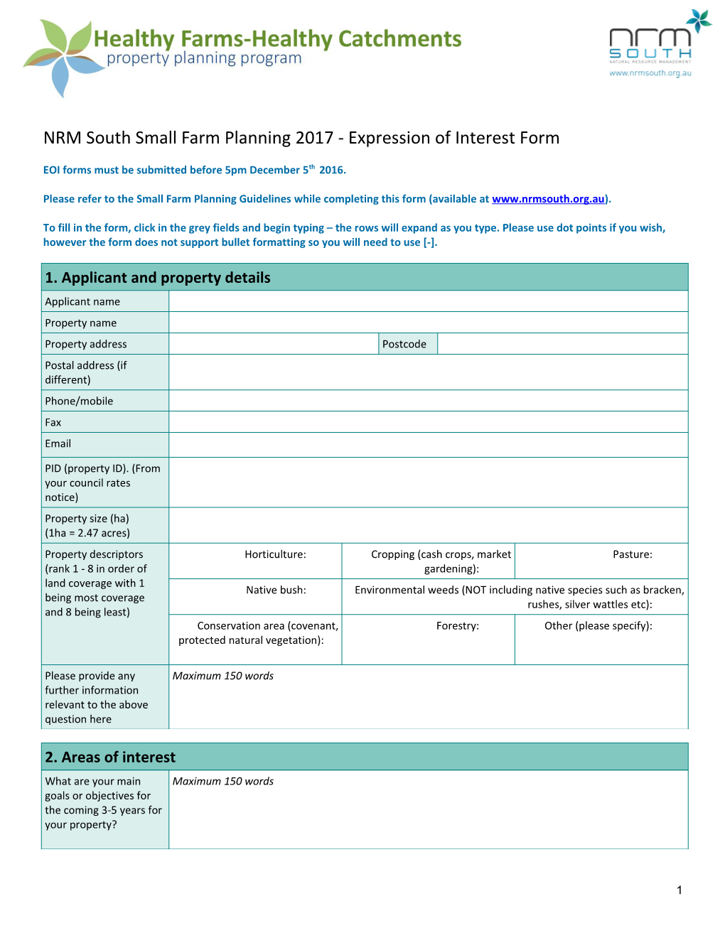 EOI Forms Must Be Submitted Before 5Pm December 5Th 2016