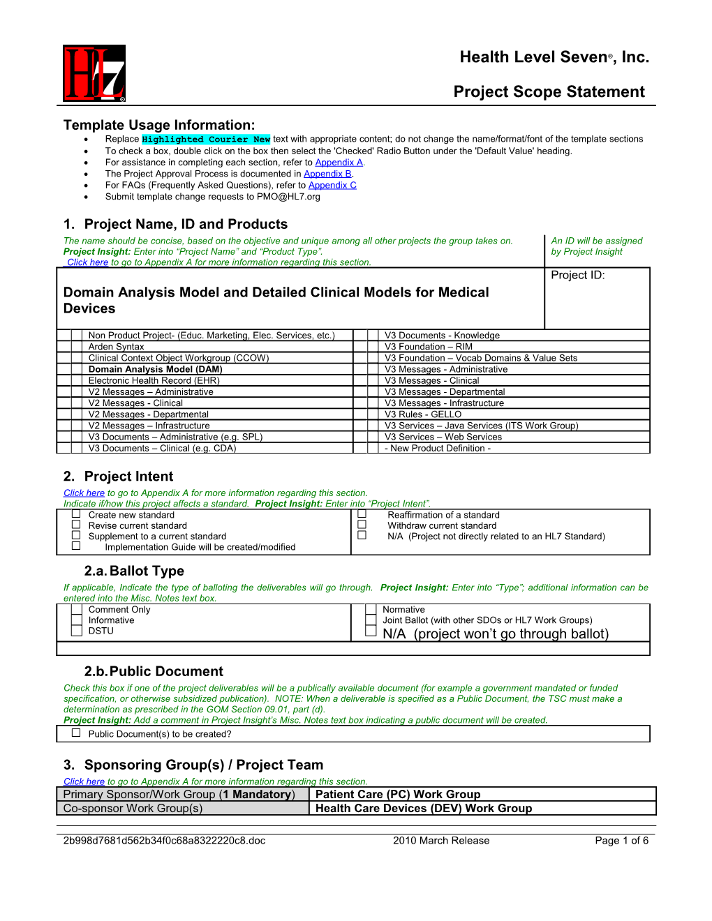 HL7 Project Scope Statement s4