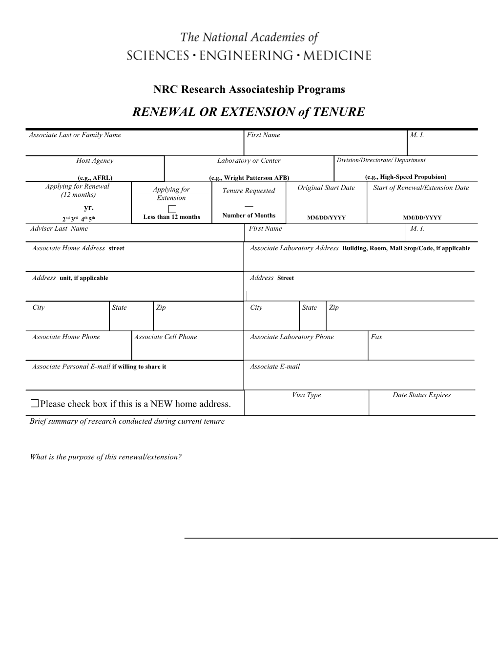 Renewal Application Form