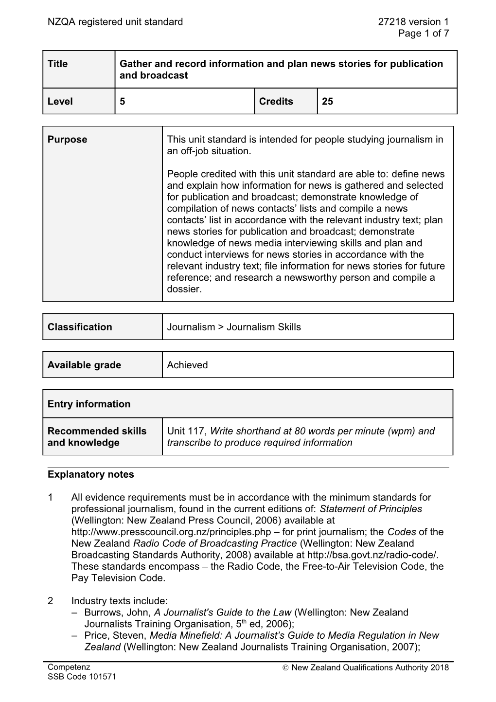 27218 Gather and Record Information and Plan News Stories for Publication and Broadcast