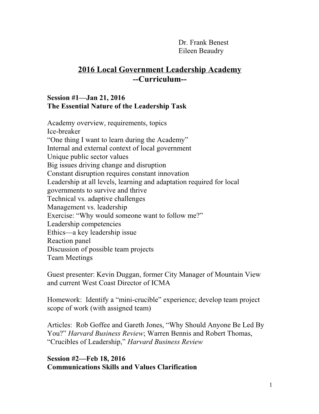 2015 Local Government Leadership Academy