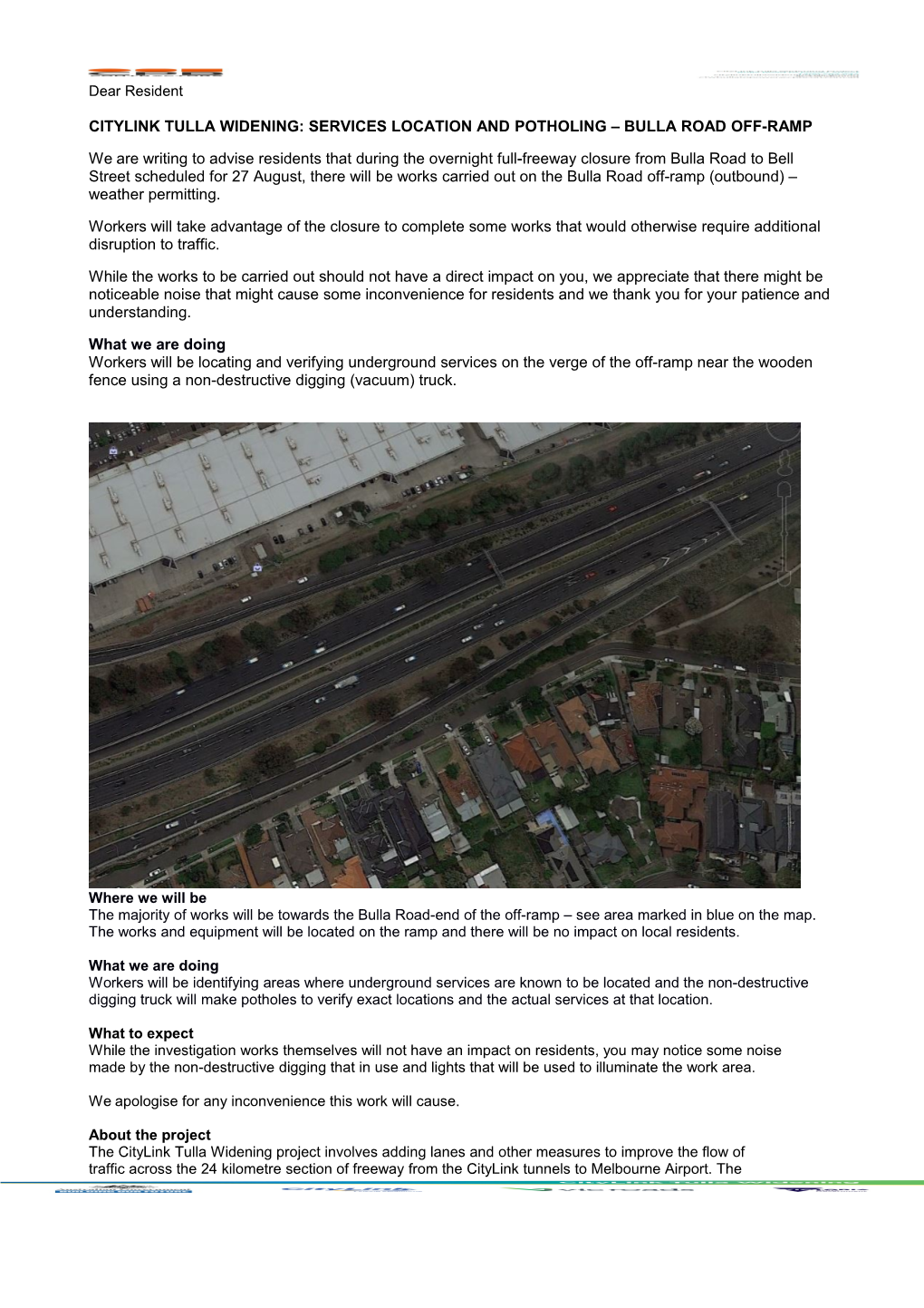Citylink Tulla Widening: Services Location and Potholing Bulla Road Off-Ramp