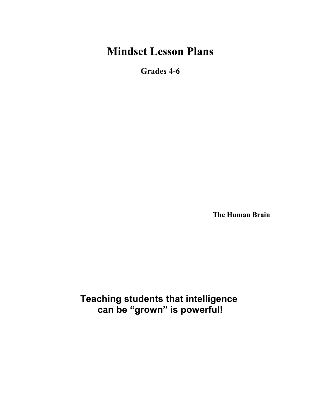 Mind-Set Lesson Plan