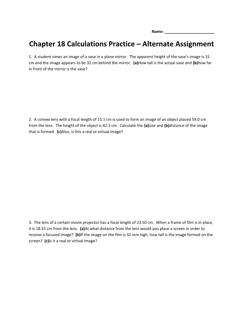 Chapter 18 Calculations Practice Alternate Assignment