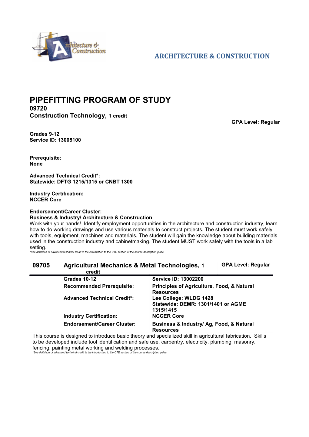 Agricultural Mechanics & Metal Technologies, 1 Credit