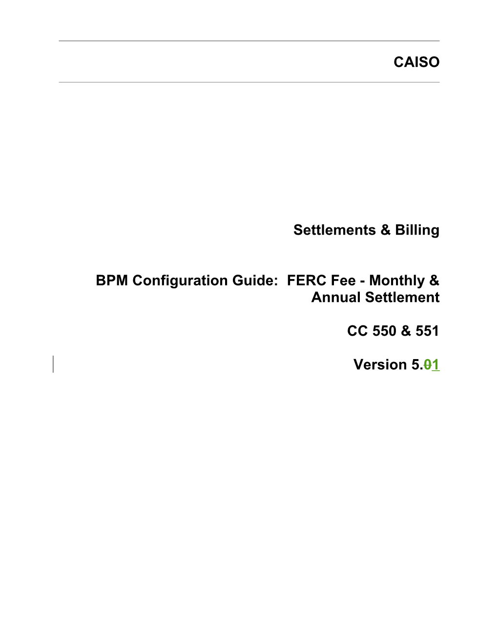 FERC Fee - Monthly & Annual Settlement