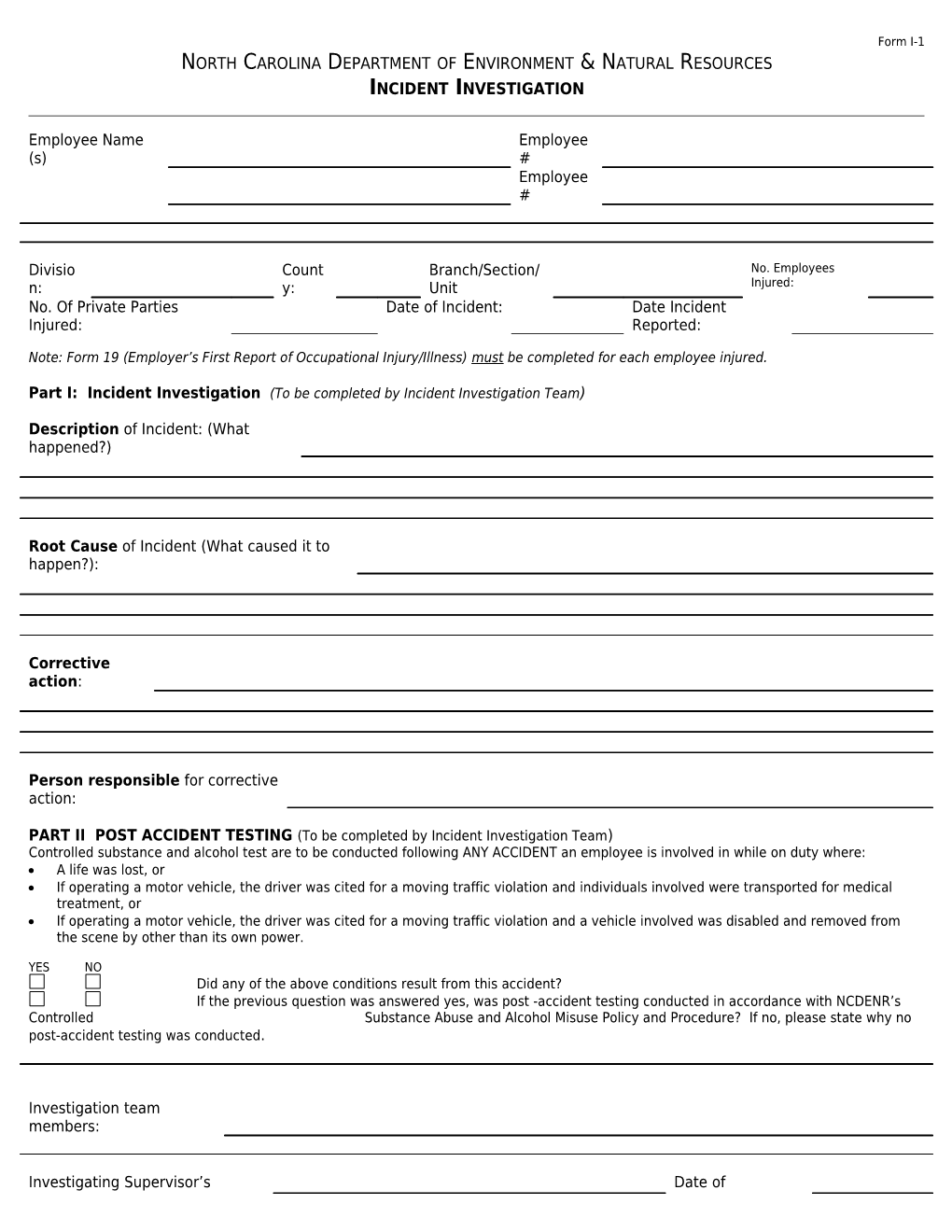 I-1 Incident Investigation Form