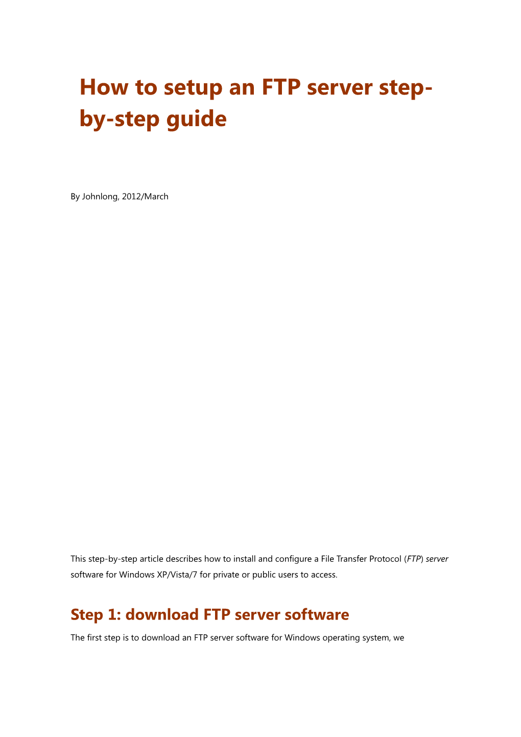 How to Setup an FTP Server Step-By-Step Guide
