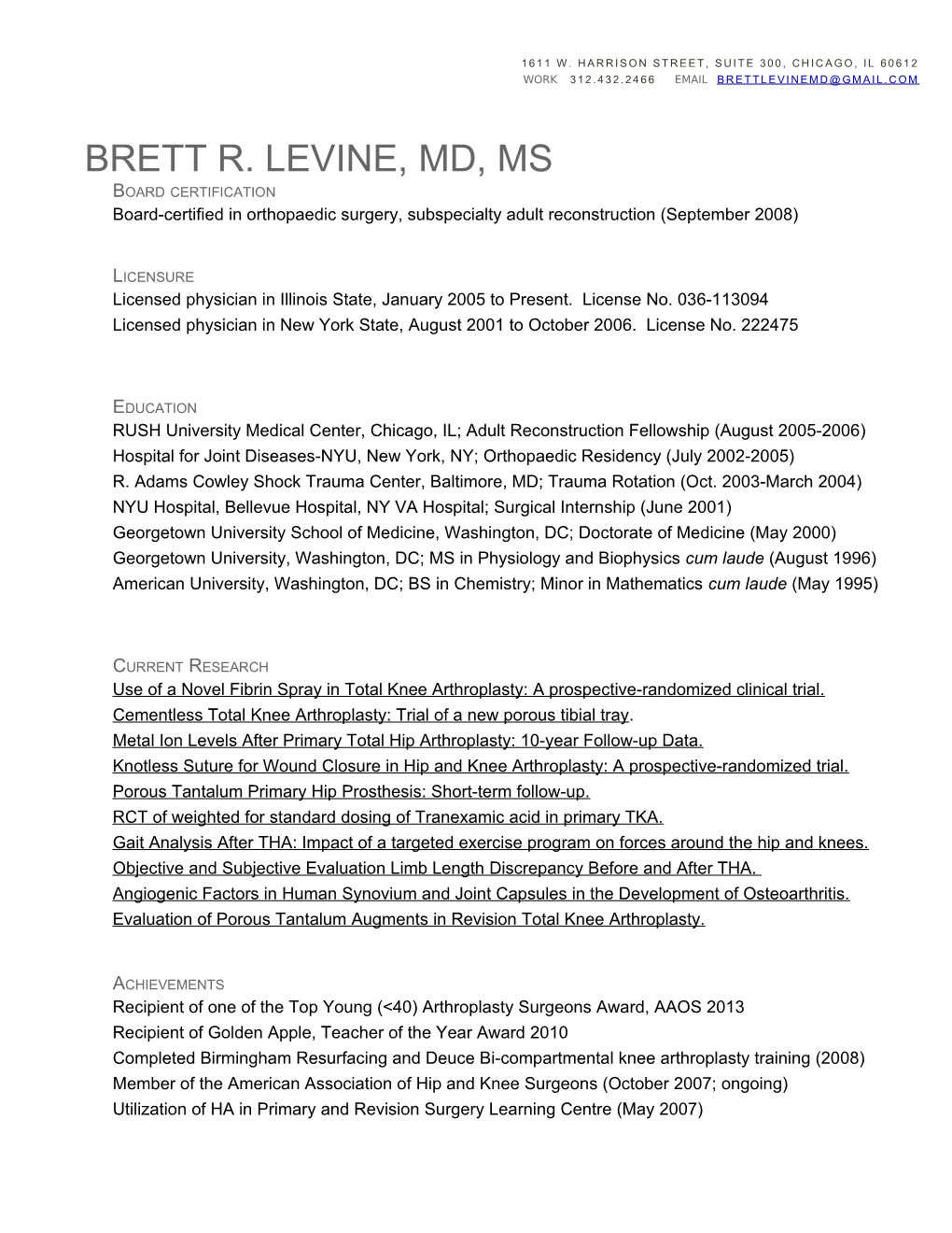 Brett R. Levine, MD, MS