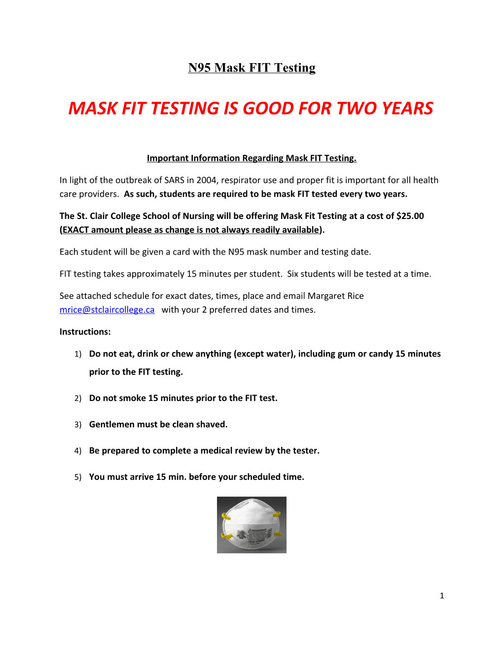 Mask Fit Testing Is Good for Two Years