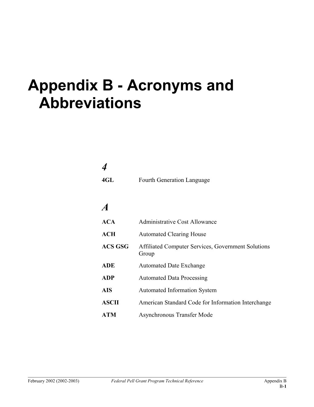 Appendix B - Acronyms and Abbreviations