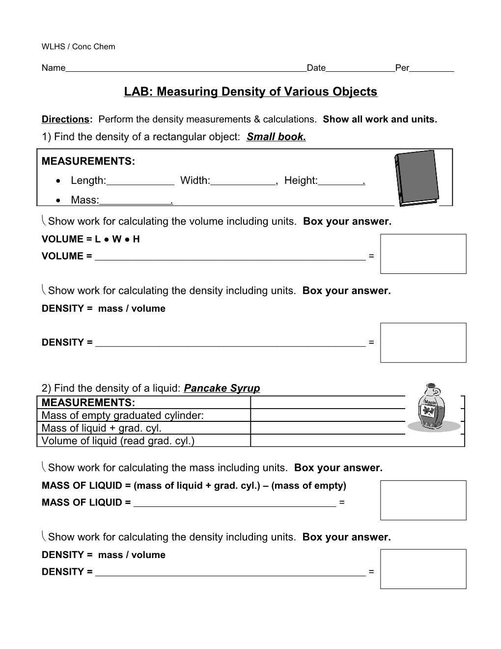 LAB: Measuring Density of Various Objects