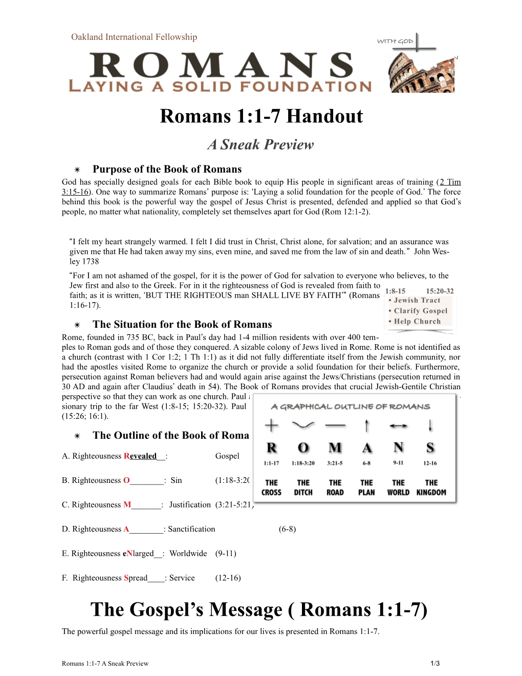 Romans 1:1-7 Handout